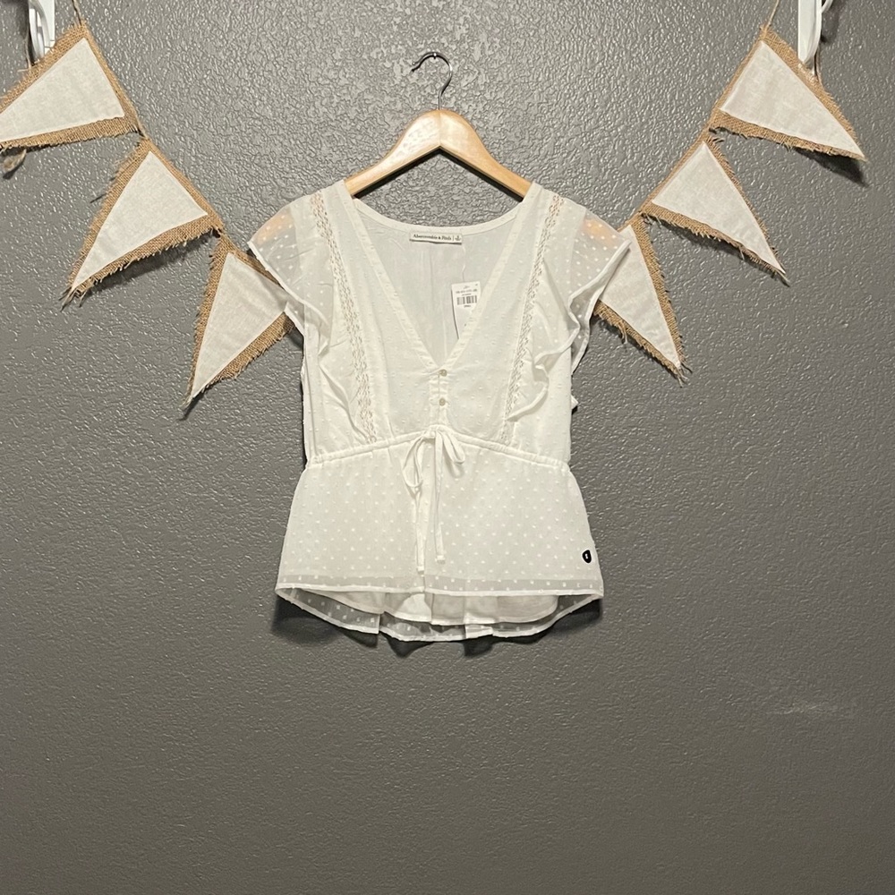White Flutter Sleeve Blouse